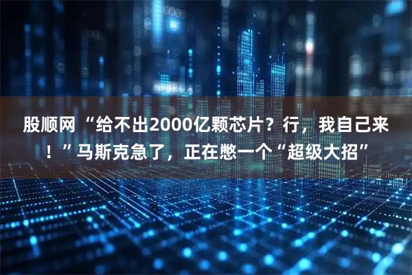 股顺网 “给不出2000亿颗芯片？行，我自己来！”马斯克急了，正在憋一个“超级大招”