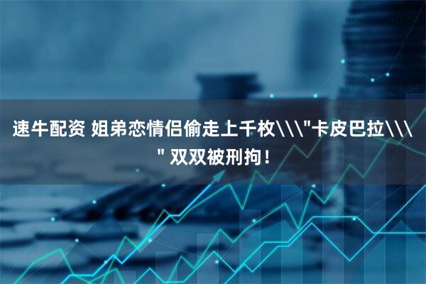 速牛配资 姐弟恋情侣偷走上千枚\＂卡皮巴拉\＂ 双双被刑拘！